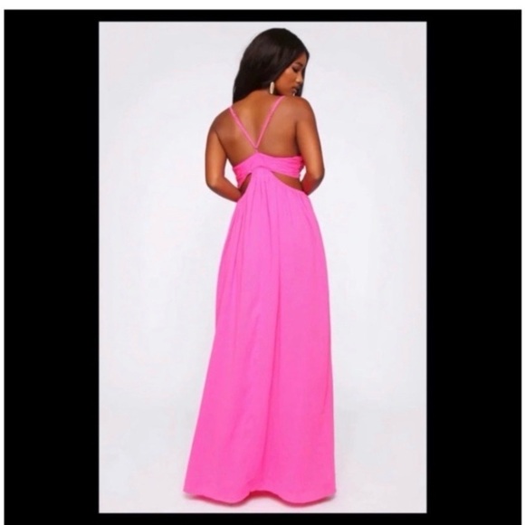 FASHION NOVA Hot Pink Cut Out Maxi Dress - Picture 5 of 8